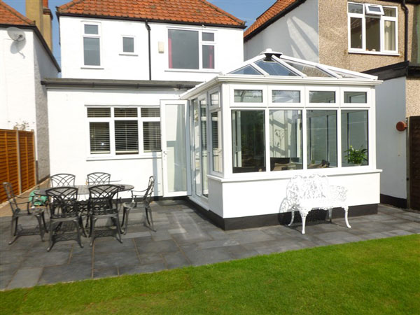 conservatory with a glass roof